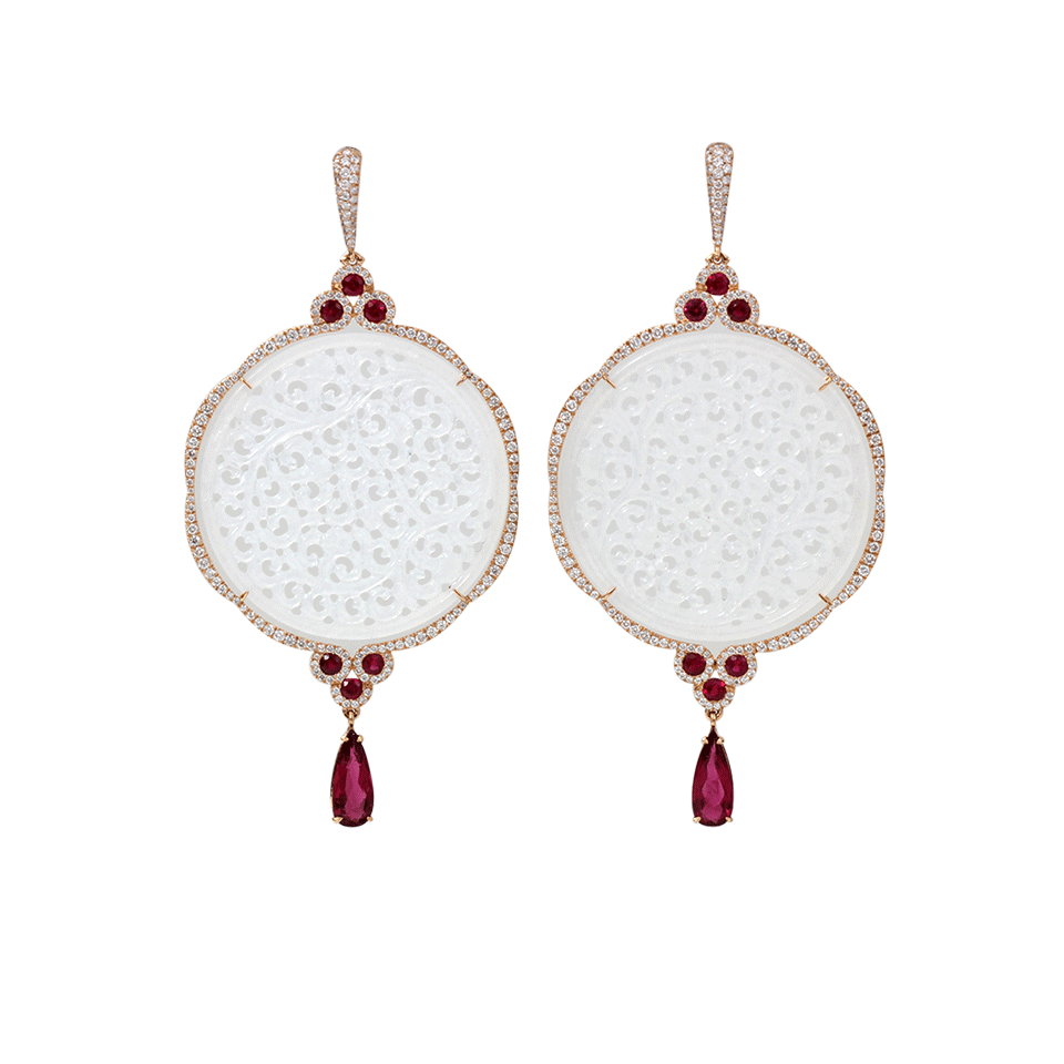 INBAR-Carved White Jade Earrings-ROSE GOLD