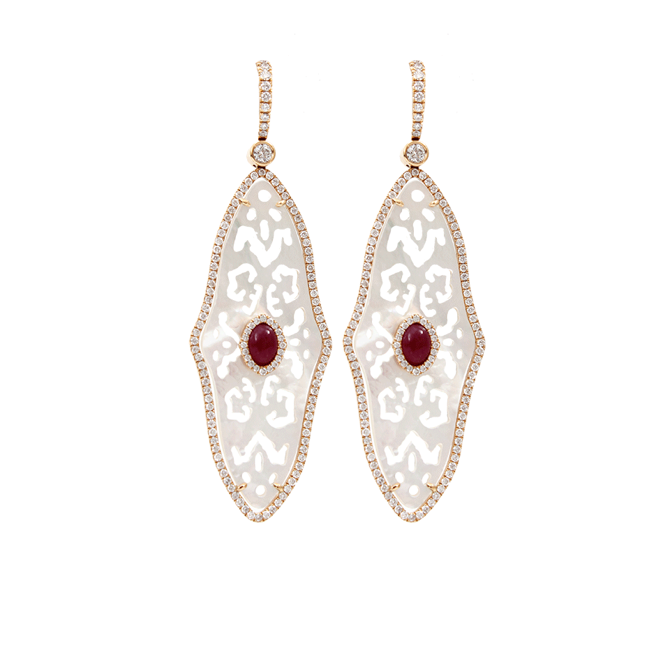 INBAR-Carved White Mother of Pearl Earrings-ROSE GOLD