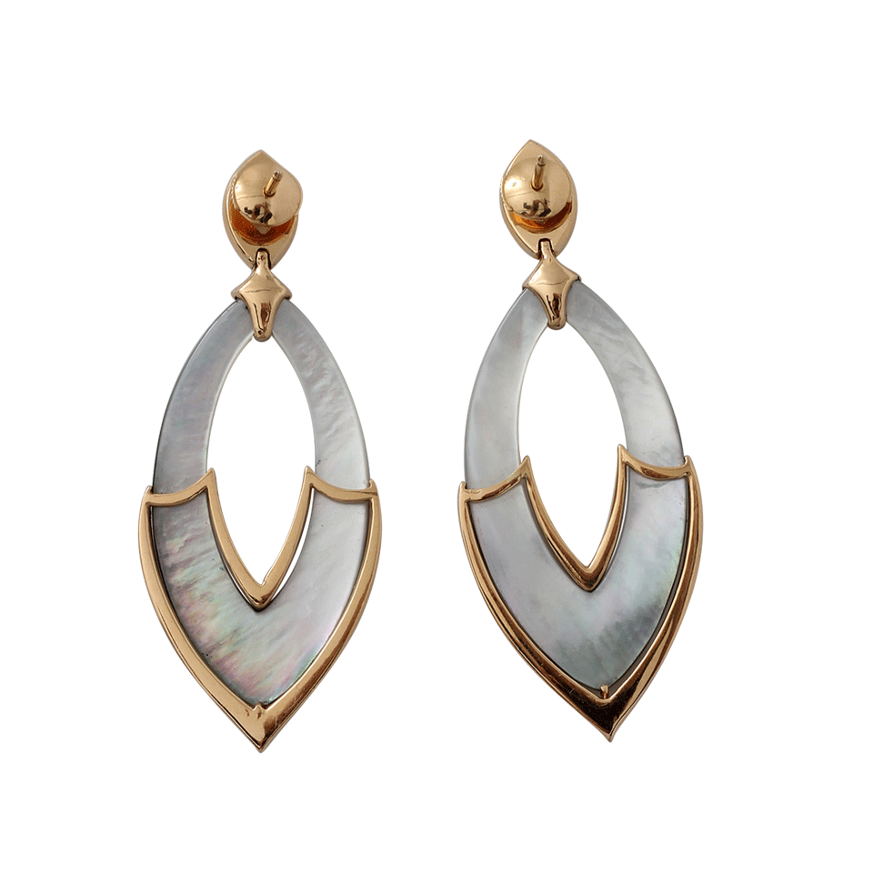INBAR-Grey Mother Of Pearl And Diamond Earrings-ROSE GOLD