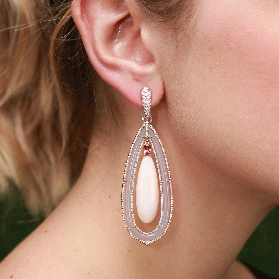 INBAR-Pink Opal Earrings-ROSE GOLD