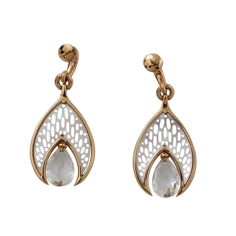 INBAR-Quartz Drop Mother Of Pearl Earrings-ROSE GOLD