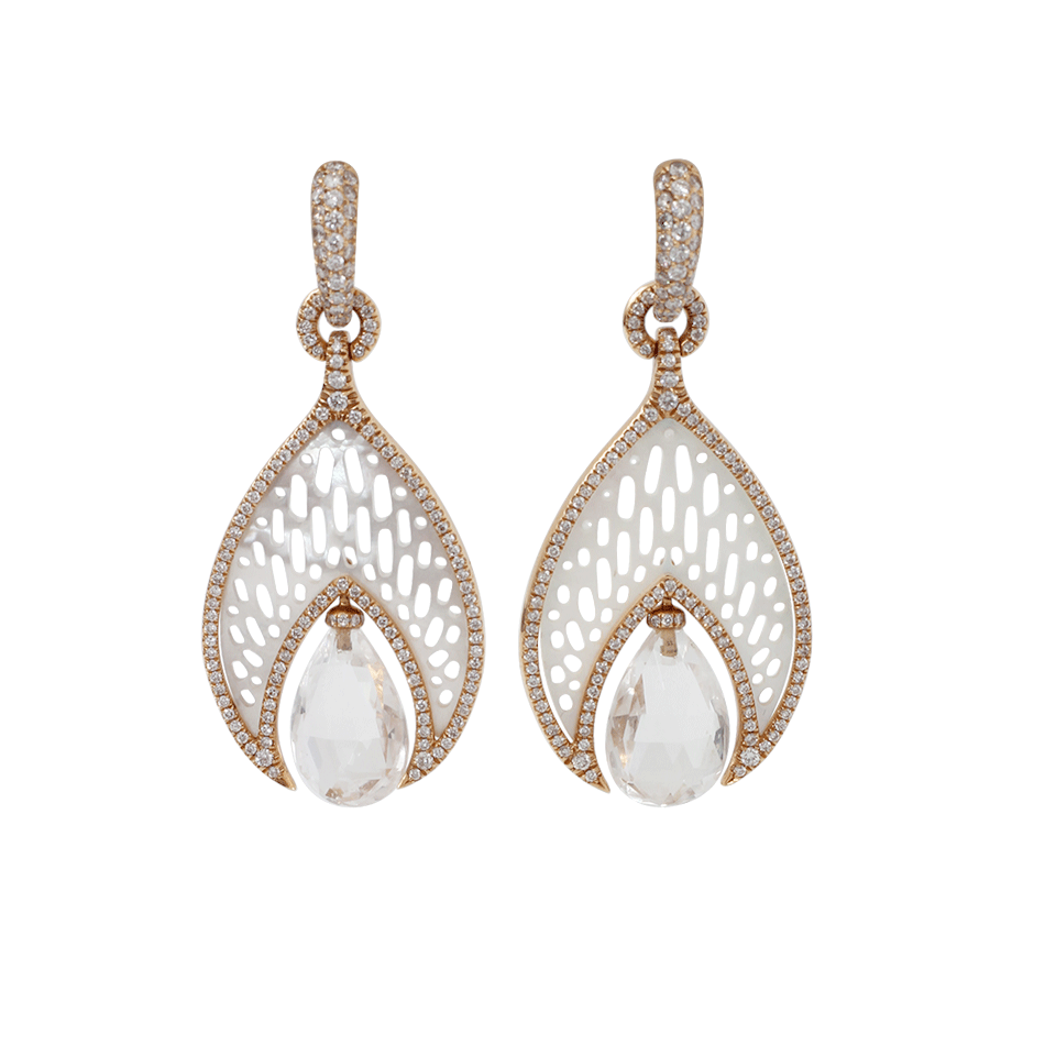 INBAR-Quartz Drop Mother Of Pearl Earrings-ROSE GOLD