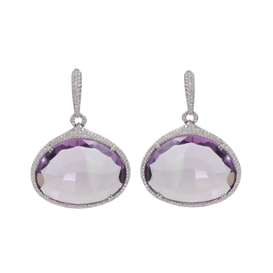 INBAR-Amethyst And Diamond Drop Earrings-WHITE GOLD