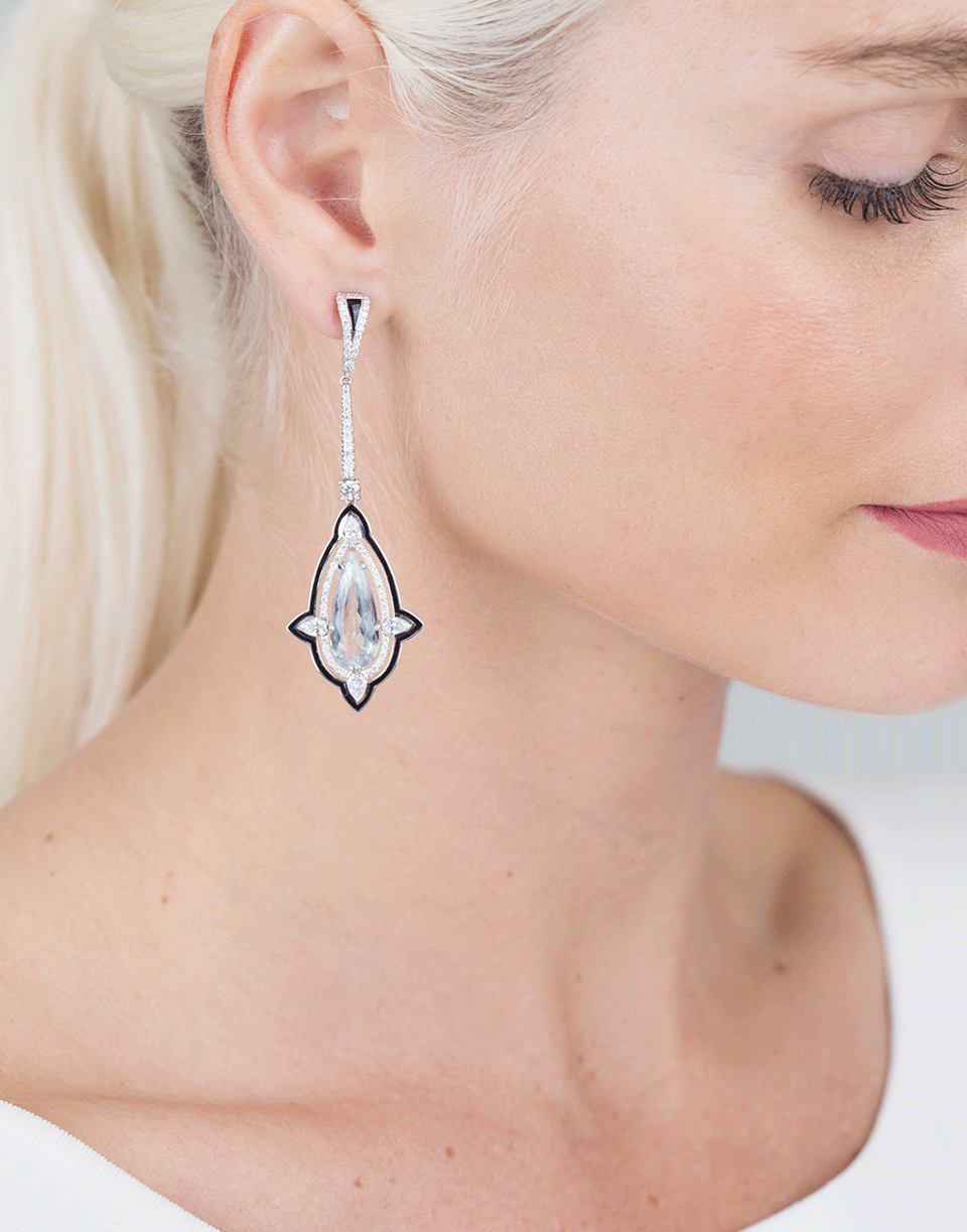 INBAR-Aquamarine And Diamond Earrings-WHITE GOLD