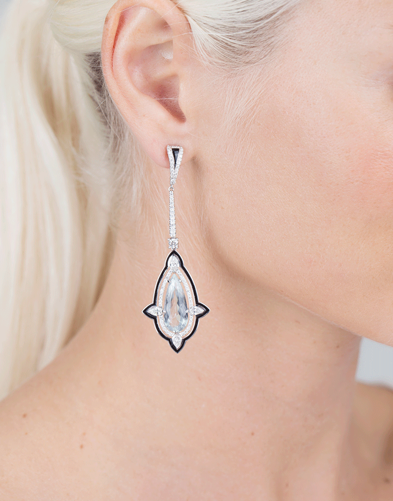 INBAR-Aquamarine And Diamond Earrings-WHITE GOLD