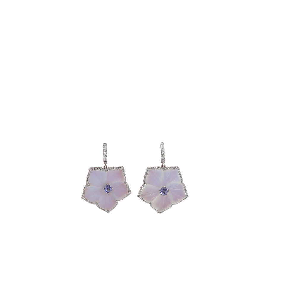 INBAR-Carved White Opal Flower Earrings-WHITE GOLD
