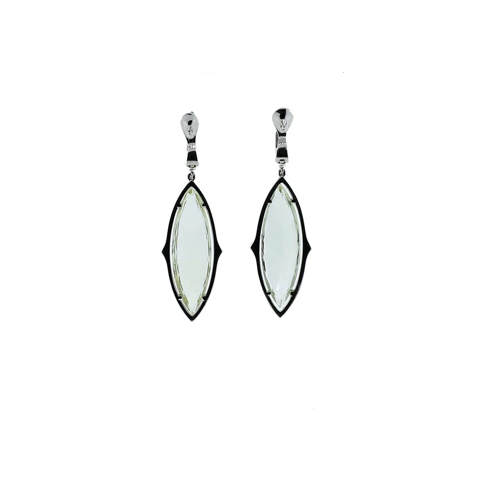 INBAR-Green Beryl And Diamond Drop Earrings-WHITE GOLD