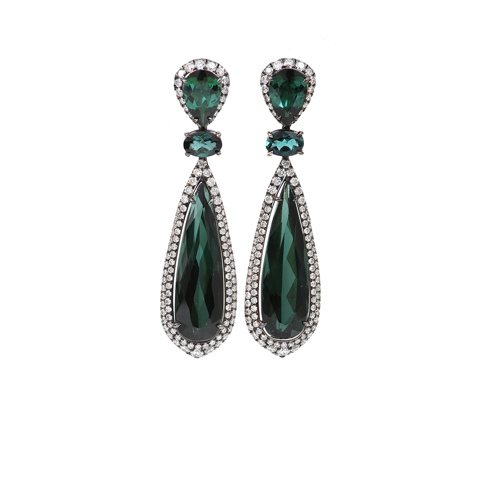 INBAR-Green Tourmaline Drop Earrings-WHITE GOLD