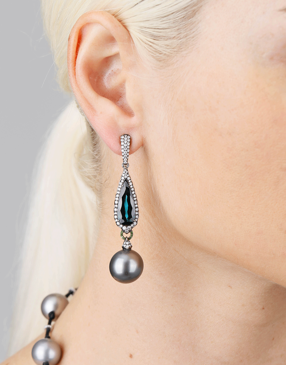 INBAR-Green Tourmaline Earrings-WHITE GOLD