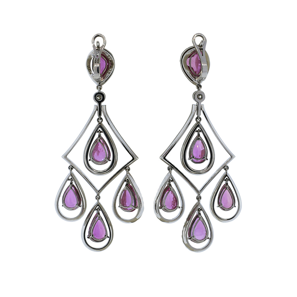 INBAR-Pink Sapphire Chandelier Earrings-WHITE GOLD