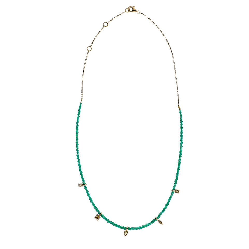 INBAR-Emerald Bead And Diamond Necklace-ROSE GOLD