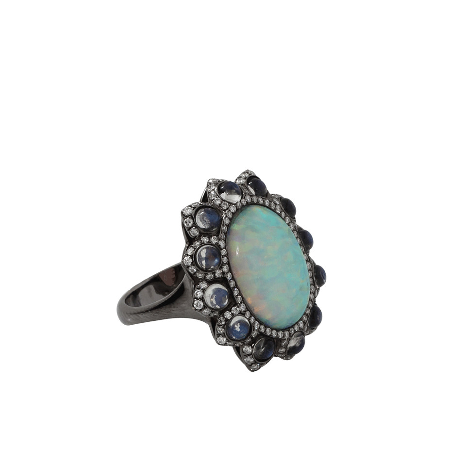 INBAR-Opal And Moonstone Ring-BLACK GOLD