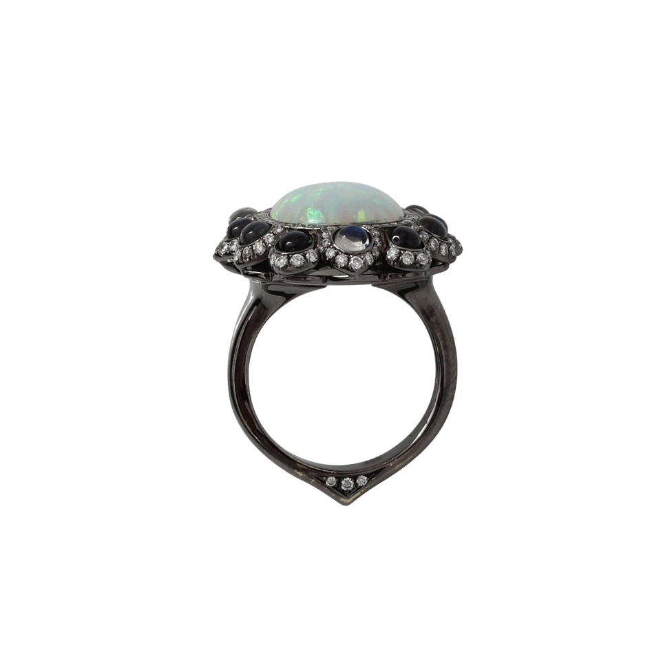 INBAR-Opal And Moonstone Ring-BLACK GOLD