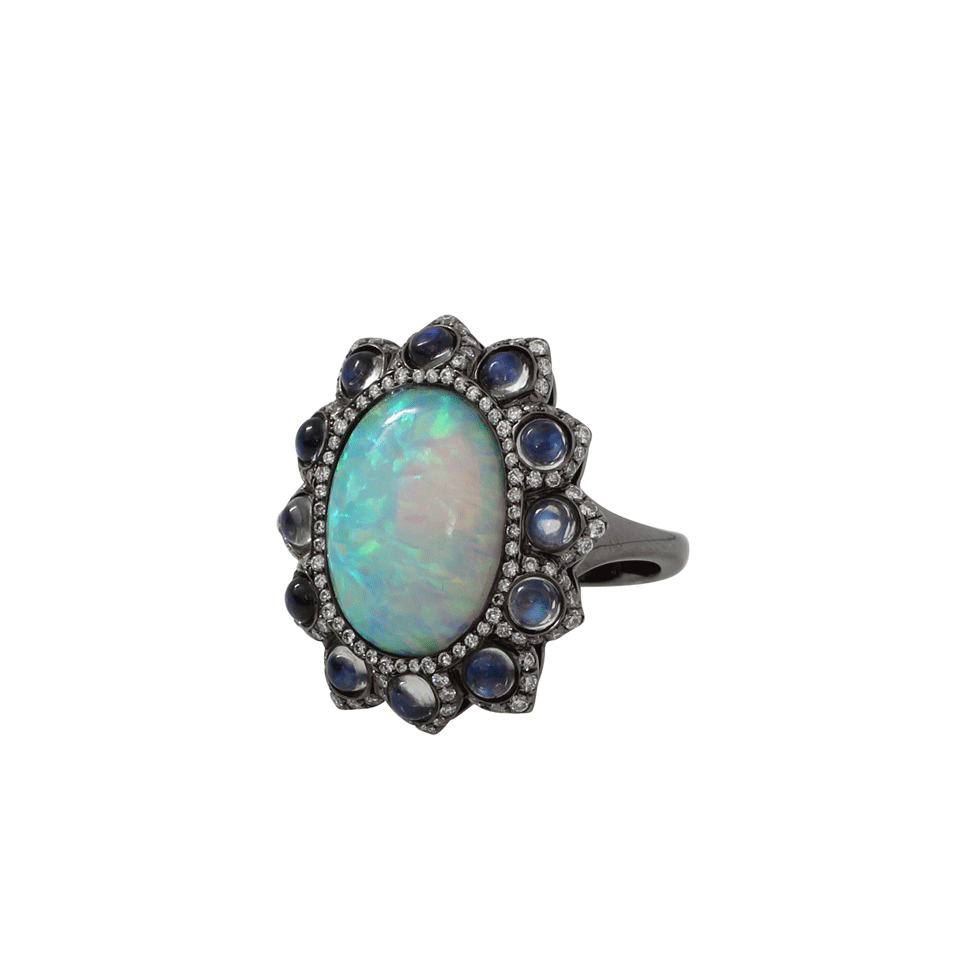 INBAR-Opal And Moonstone Ring-BLACK GOLD