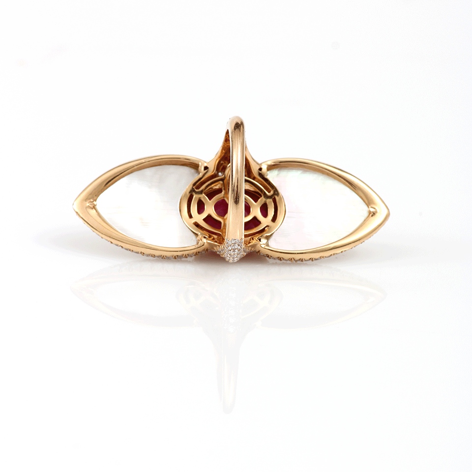 INBAR-Mother-Of-Pearl Shield Ring-ROSE GOLD