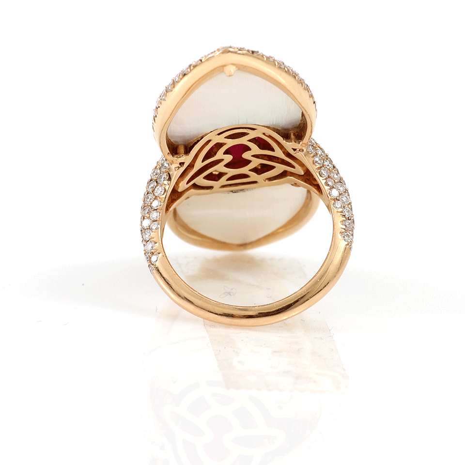 INBAR-Mother-Of-Pearl Shield Ring-ROSE GOLD