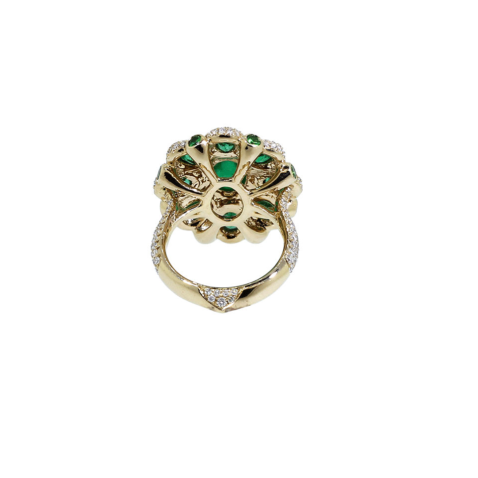 INBAR-Cabachon Emerald And Diamond Ring-ROSE GOLD