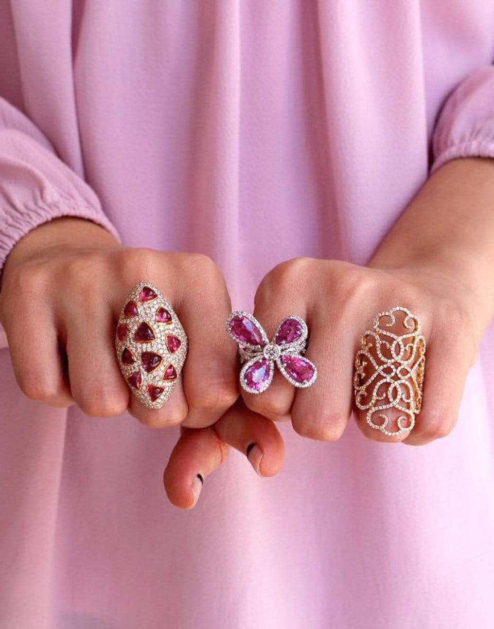 INBAR-Diamond Pave Lace Ring-ROSE GOLD