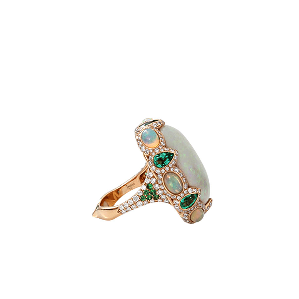 INBAR-Opal And Emerald Ring-ROSE GOLD