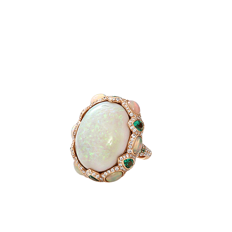 INBAR-Opal And Emerald Ring-ROSE GOLD