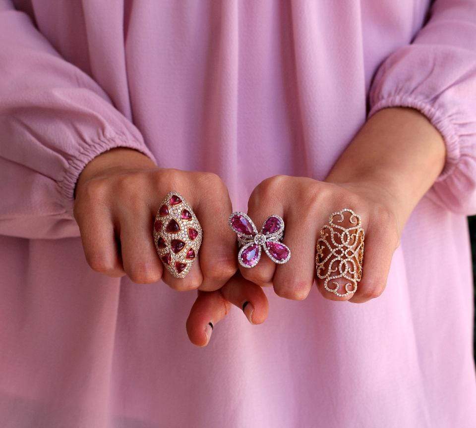 INBAR-Rubelite And Diamond Ring-ROSE GOLD