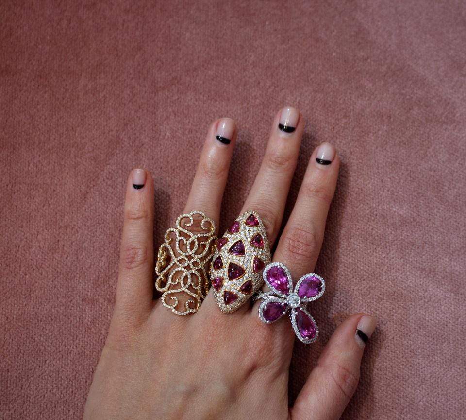 INBAR-Rubelite And Diamond Ring-ROSE GOLD
