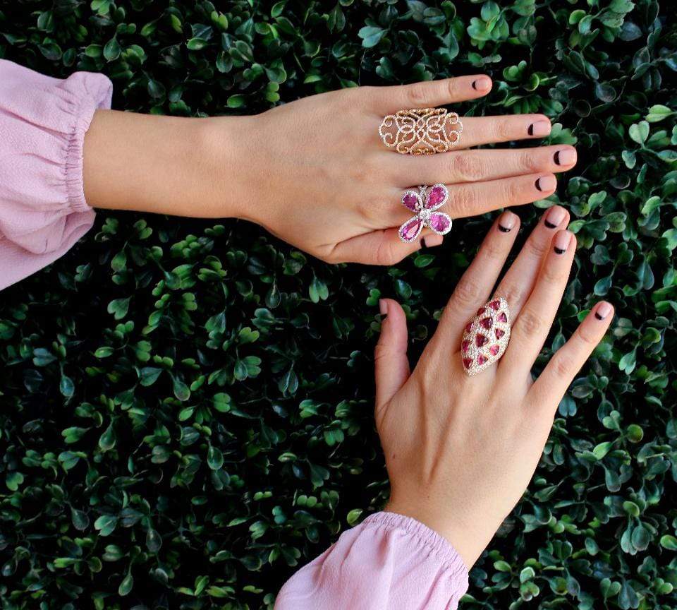 INBAR-Rubelite And Diamond Ring-ROSE GOLD