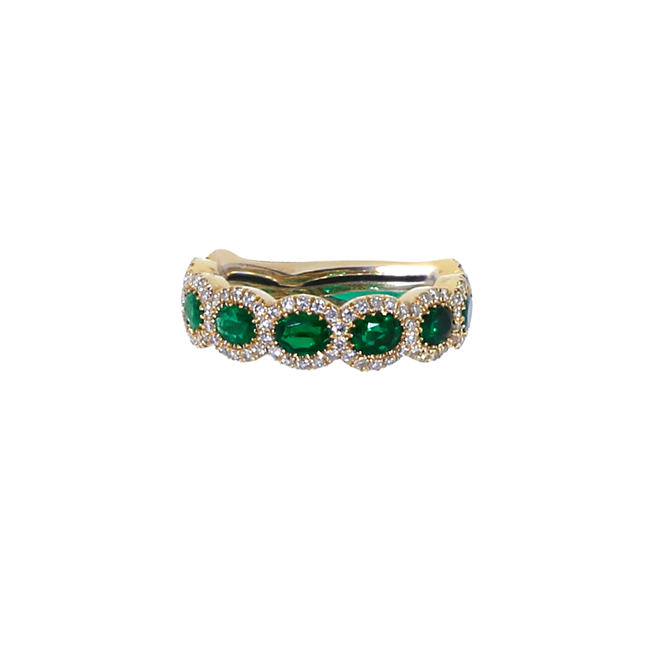 INBAR-Oval Emerald And Diamond Pave Eternity Ring-ROSE GOLD