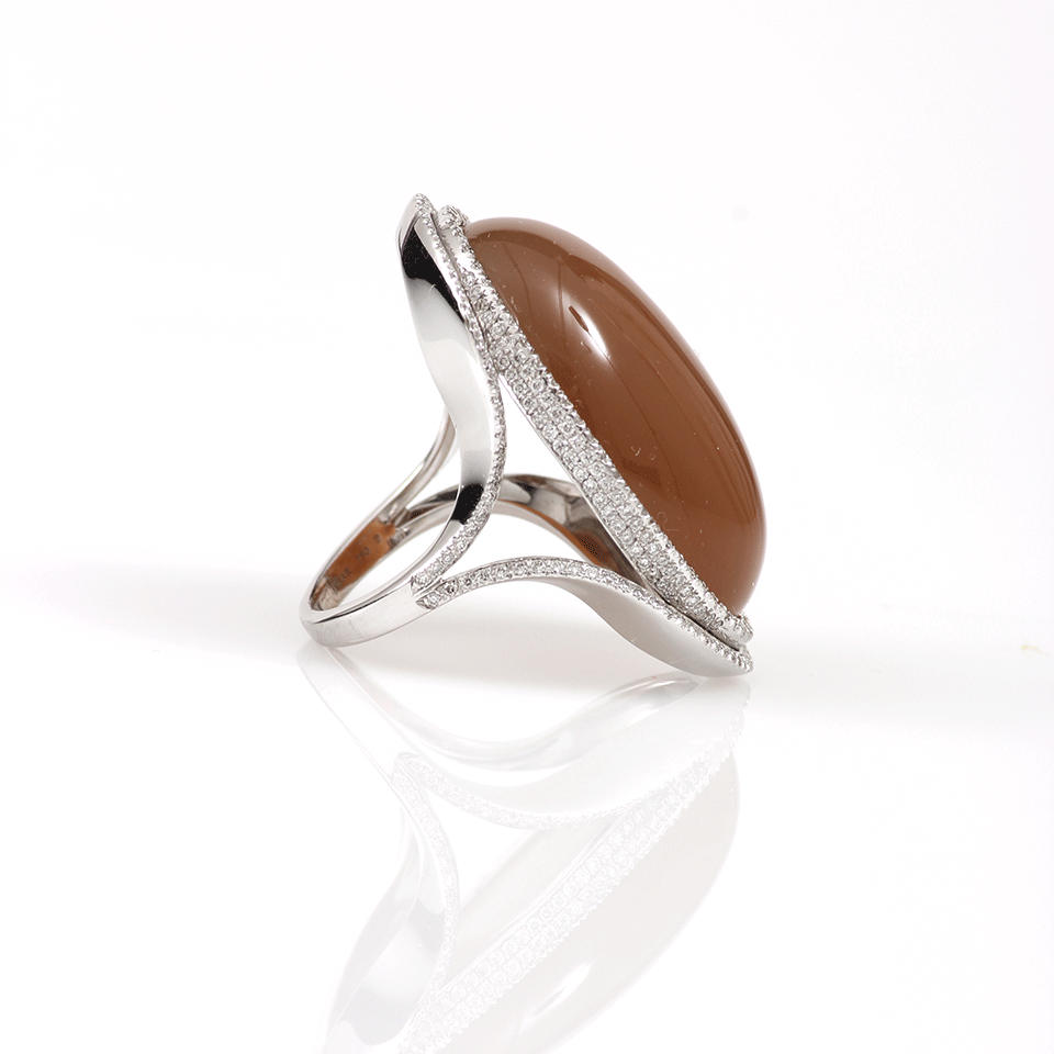 INBAR-Chocolate Moonstone Ring-WHITE GOLD