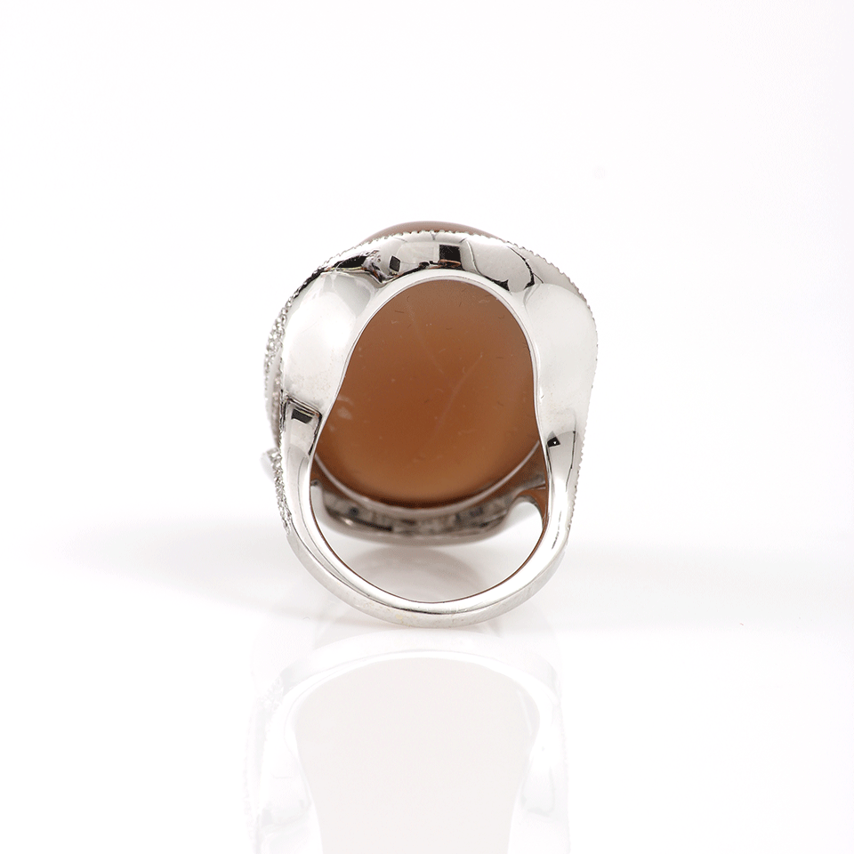 INBAR-Chocolate Moonstone Ring-WHITE GOLD
