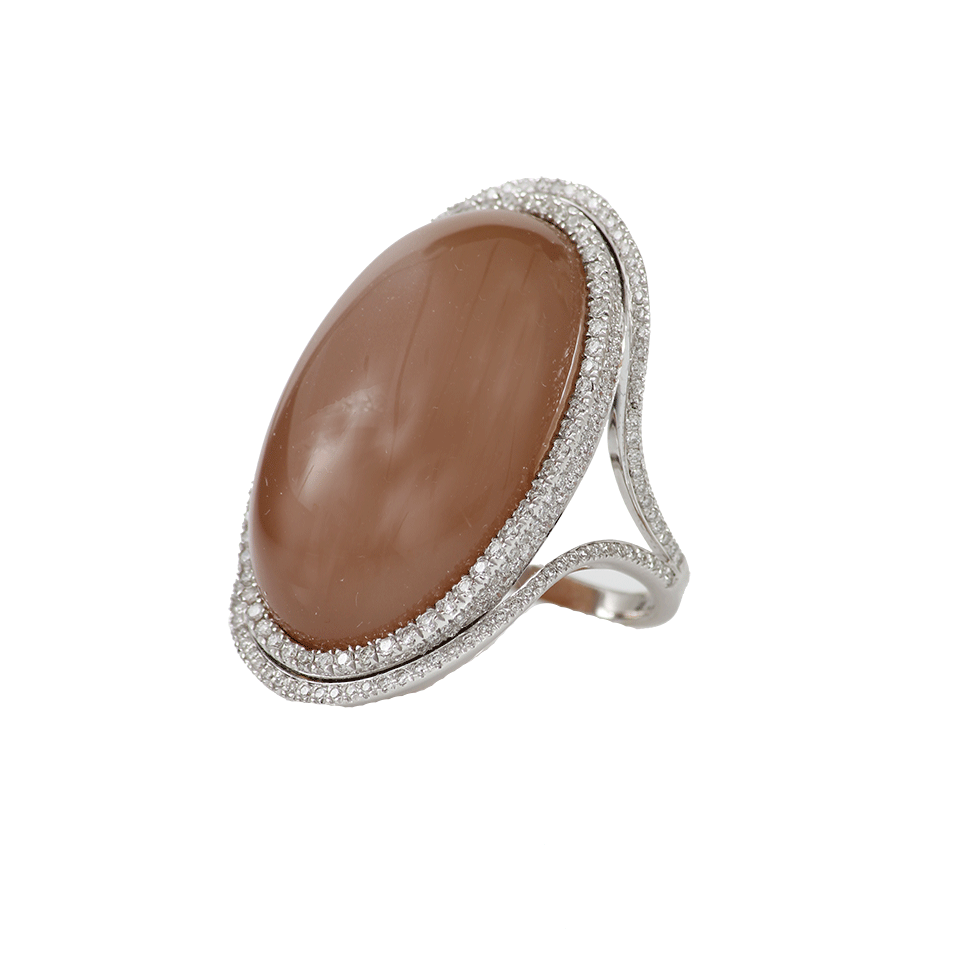 INBAR-Chocolate Moonstone Ring-WHITE GOLD