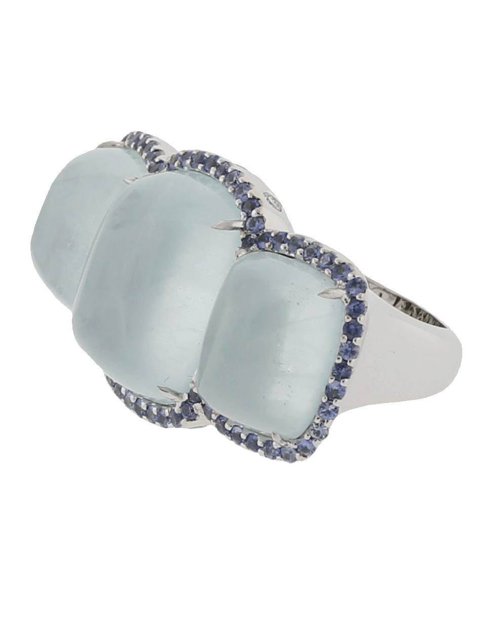 INBAR-Triple Cabochon Aquamarine Ring-WHITE GOLD