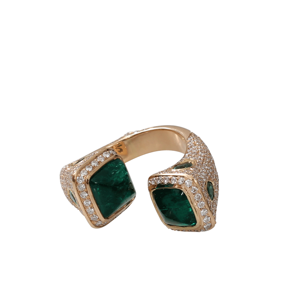 INBAR-Emerald Bypass Ring-YELLOW GOLD