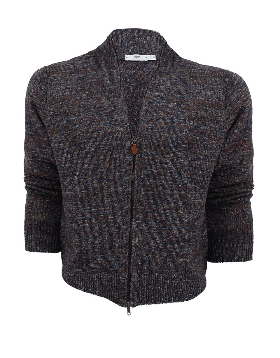 INIS MEAIN-Mixed Linen Zip Cardigan-