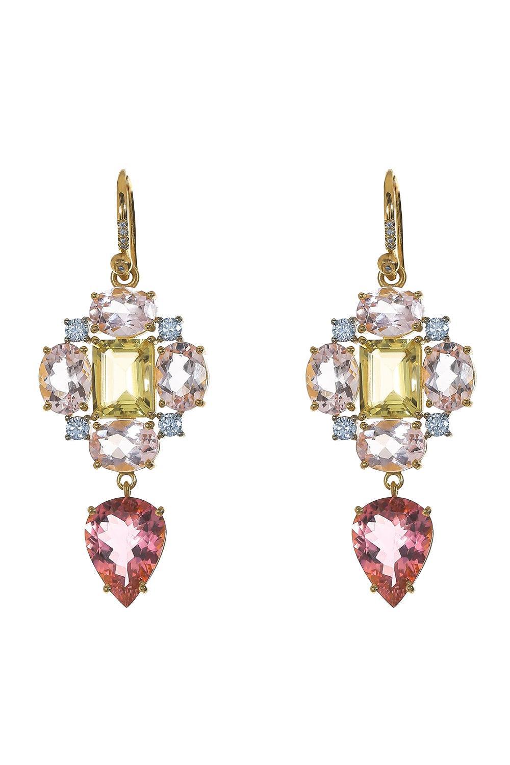Gemmy Gem Morganite Pink Tourmaline Earrings-YELLOW GOLD-JEWELRYFINE JEWELEARRING-IRENE NEUWIRTH JEWELRY
