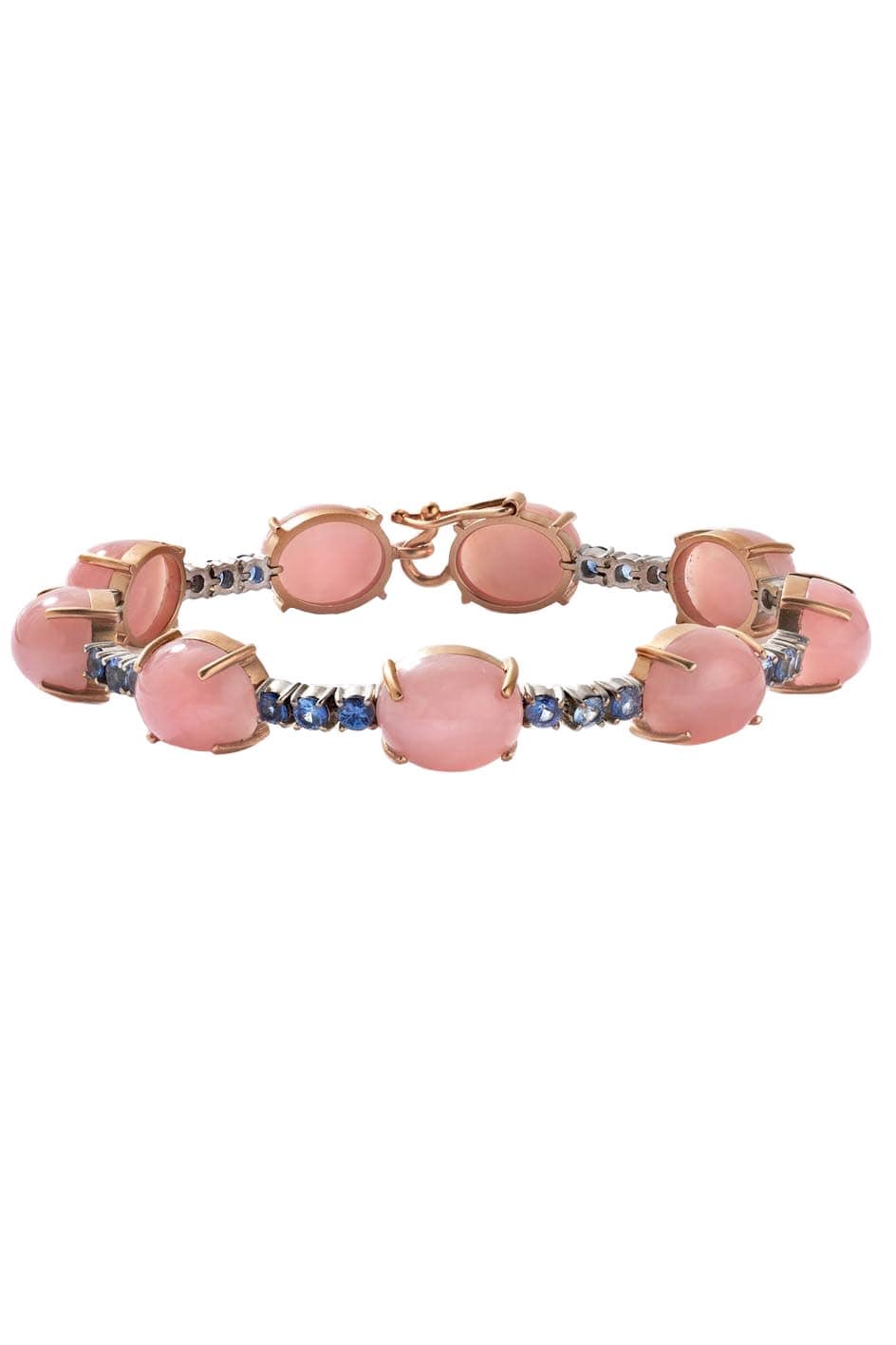 IRENE NEUWIRTH JEWELRY-Pink Opal and Sapphire Tennis Bracelet-ROSE GOLD