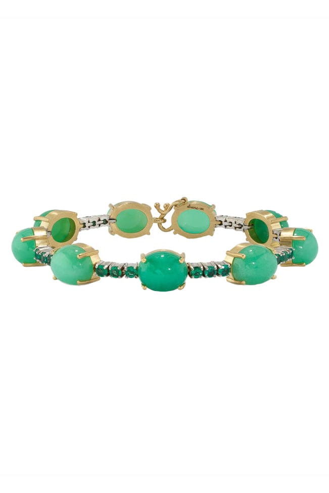 IRENE NEUWIRTH JEWELRY-Chrysoprase and Emerald Tennis Bracelet-YELLOW GOLD