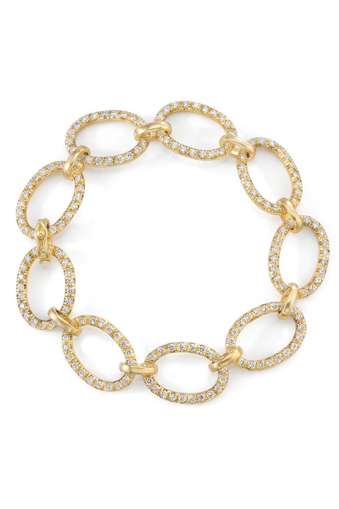 IRENE NEUWIRTH JEWELRY-Diamond Pave Large Link Bracelet-YELLOW GOLD