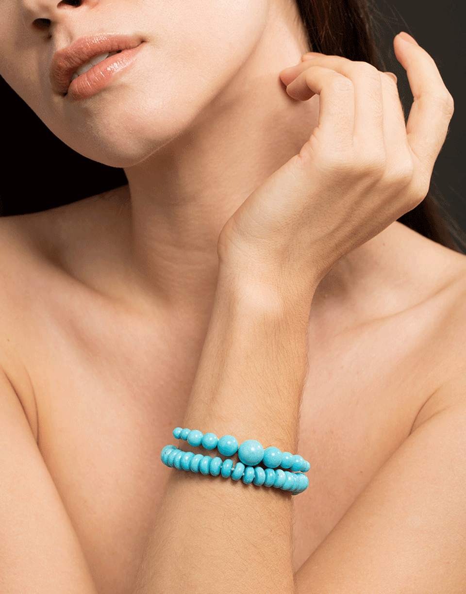 IRENE NEUWIRTH JEWELRY-Kingman Turquoise Bead Bracelet-YELLOW GOLD