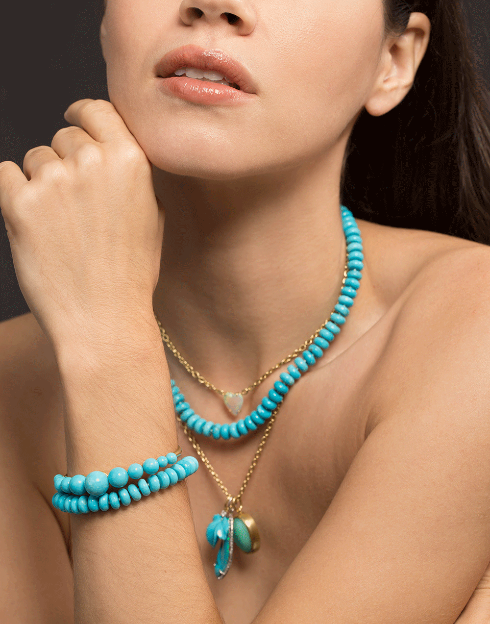 IRENE NEUWIRTH JEWELRY-Kingman Turquoise Bead Bracelet-YELLOW GOLD