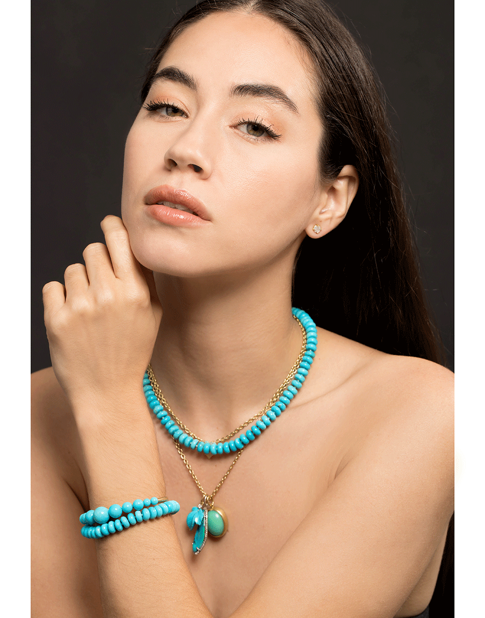 IRENE NEUWIRTH JEWELRY-Kingman Turquoise Bead Bracelet-YELLOW GOLD