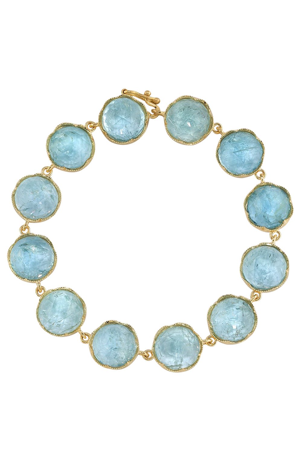 IRENE NEUWIRTH JEWELRY-Medium Aquamarine Classic Link Bracelet-YELLOW GOLD