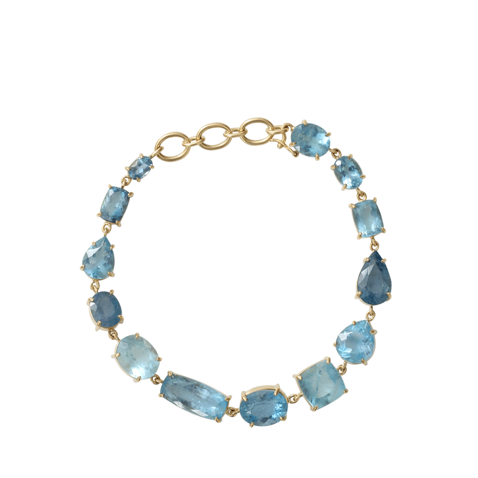 IRENE NEUWIRTH JEWELRY-Mixed Shape Fine Aquamarine Bracelet-YELLOW GOLD