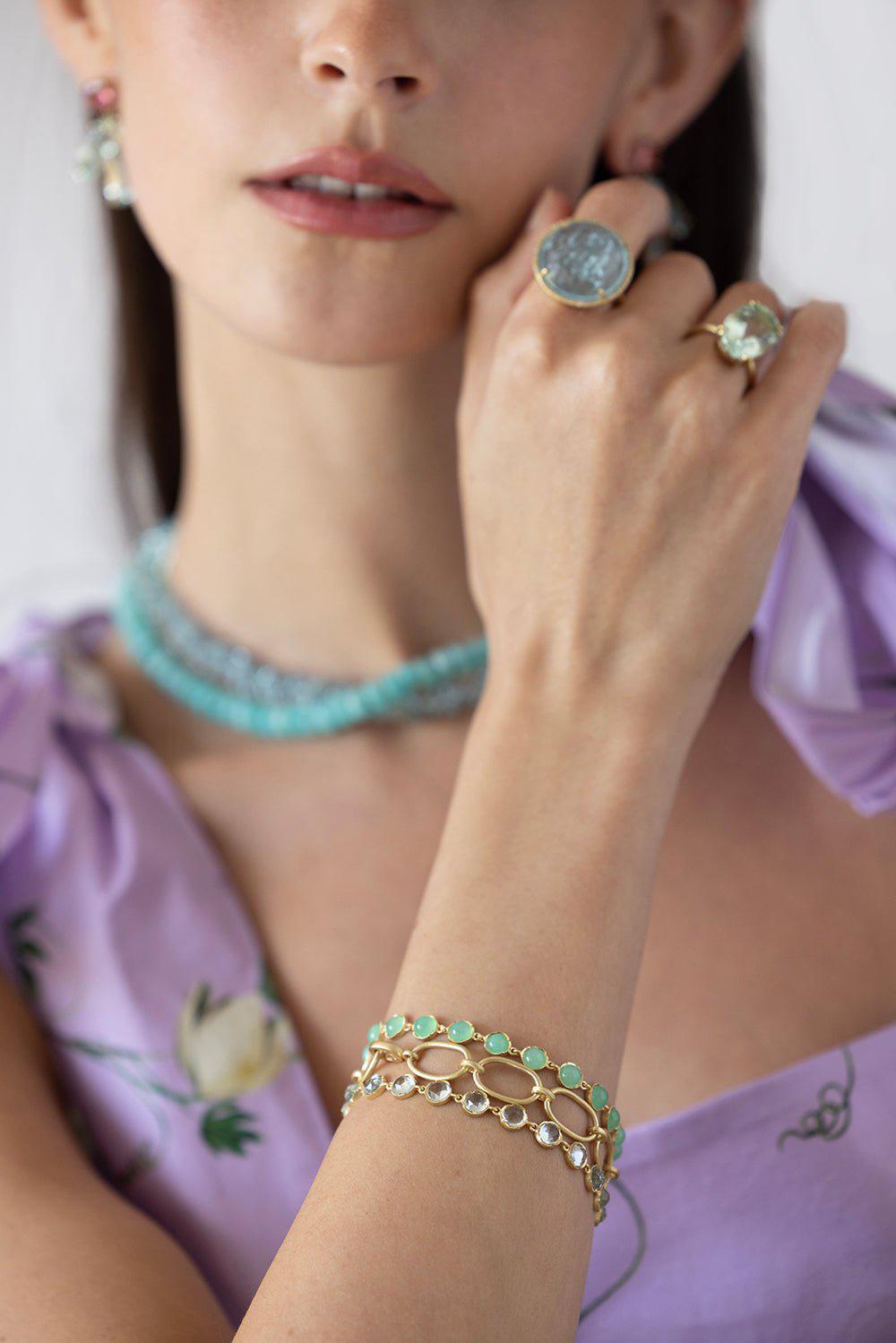 IRENE NEUWIRTH JEWELRY-Pave Link Chain Bracelet-YELLOW GOLD
