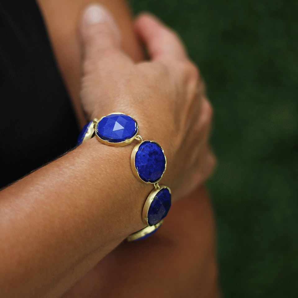 IRENE NEUWIRTH JEWELRY-Rose Cut Lapis Bracelet-YELLOW GOLD