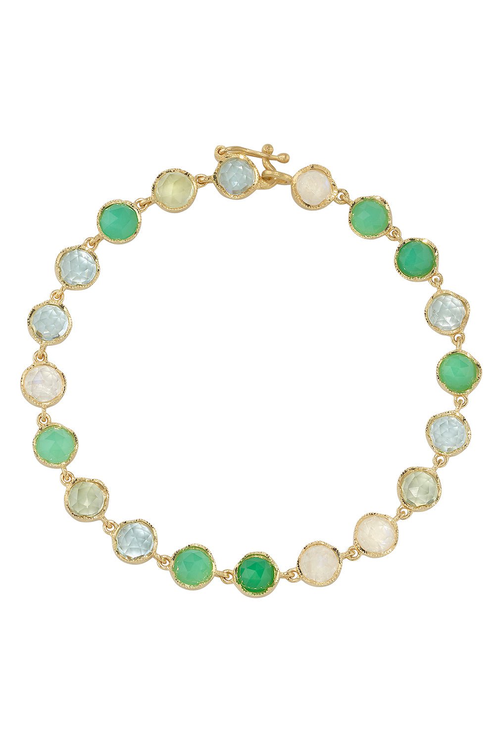 IRENE NEUWIRTH JEWELRY-Small Green Multi Mixed Bracelet-YELLOW GOLD