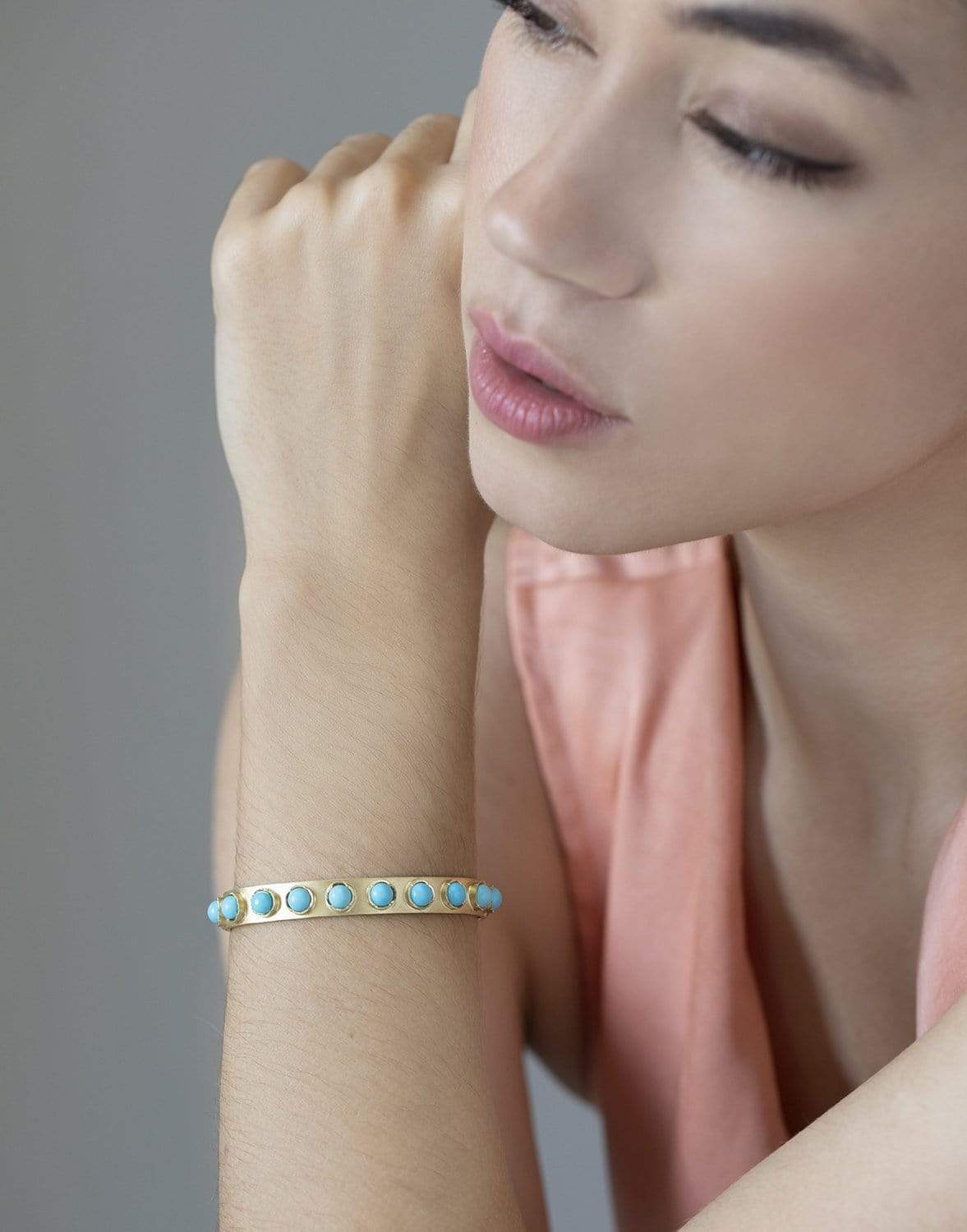 IRENE NEUWIRTH JEWELRY-Kingman Turquoise Cuff-YELLOW GOLD