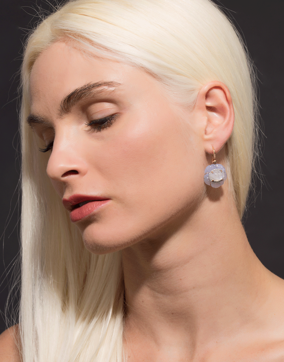 IRENE NEUWIRTH JEWELRY-Carved Chalcedony Flower Earrings-ROSE GOLD