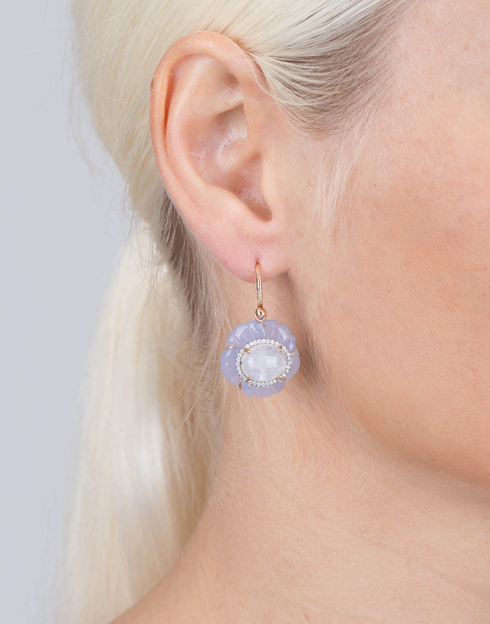 IRENE NEUWIRTH JEWELRY-Carved Chalcedony Flower Earrings-ROSE GOLD