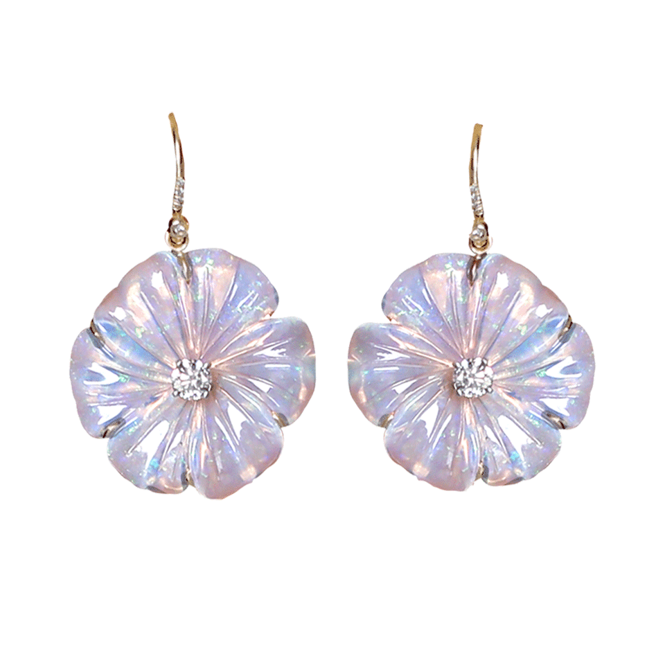 IRENE NEUWIRTH JEWELRY-Carved Opal Flower Earrings-ROSE GOLD